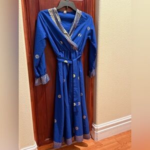 Blue Floral Long Sleeve Dress